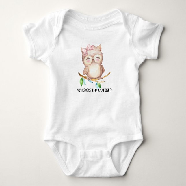Whoo's The Cutest Newborn Baby Clothes, Owl Bodysuit (Front)