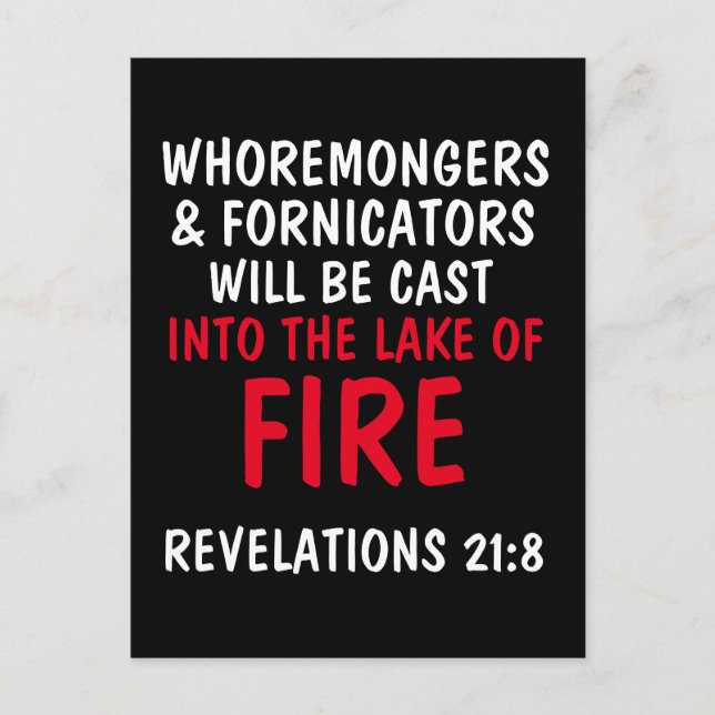 WHOREMONGERS & FORNICATORS CAST IN LAKE OF FIRE POSTCARD (Front)