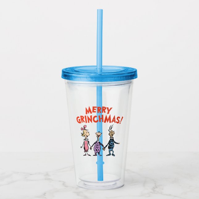 Whos Holding Hands Merry Grinchmas Acrylic Tumbler (Front)