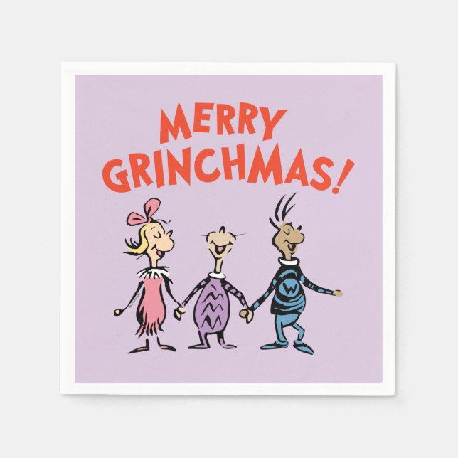 Whos Holding Hands Merry Grinchmas Napkins (Front)
