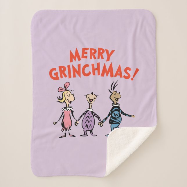 Whos Holding Hands Merry Grinchmas Sherpa Blanket (Front)