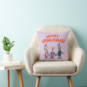 Whos Holding Hands Merry Grinchmas Throw Pillow