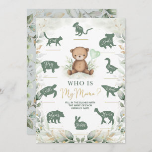 Who's My Mama Teddy Bear Baby Shower Game Card