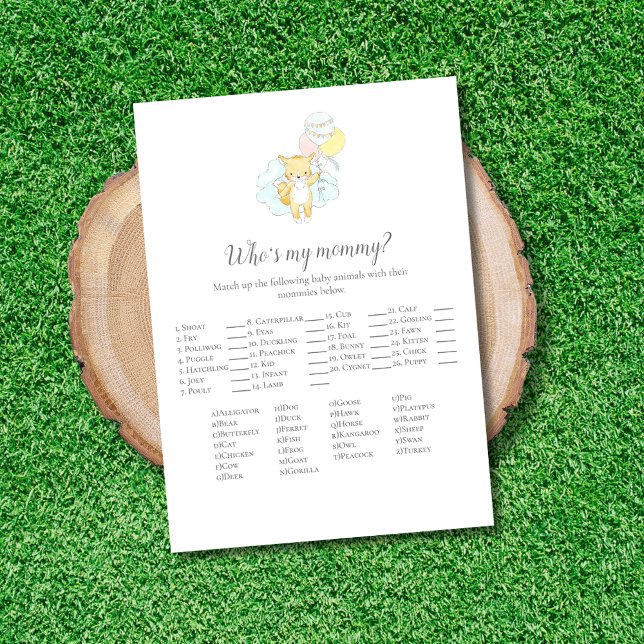 Who's My Mommy Baby Sprinkle Game Card (Creator Uploaded)