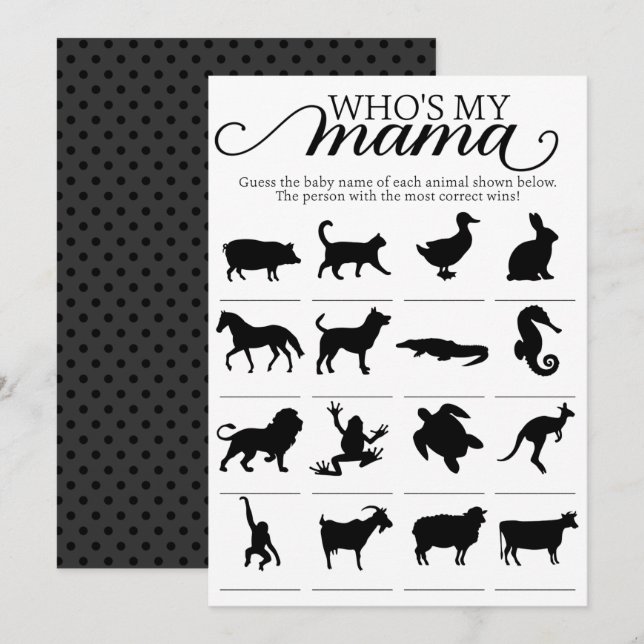 Whos My Your Mama Baby Shower Game Activity Invitation (Front/Back)