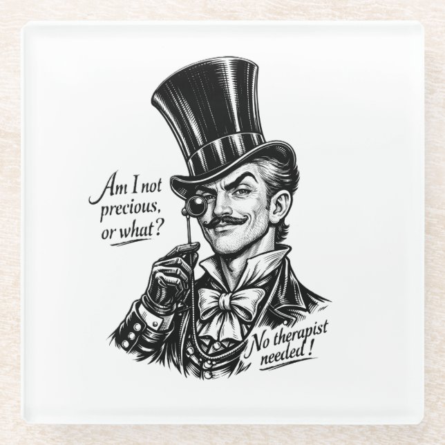 Who's precious?! Witty Lord caricature Glass Coaster (Front)
