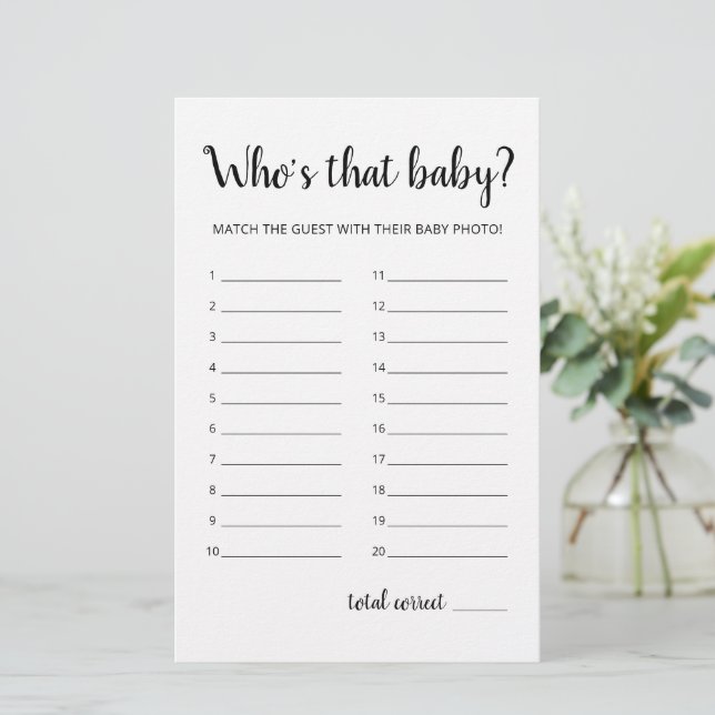 Who's that baby? Game Baby Shower Party game (Standing Front)