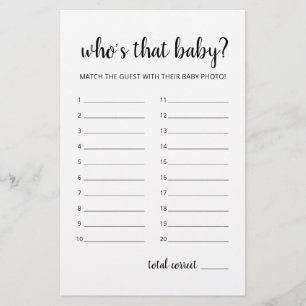 Who's that baby? Game Baby Shower Party game