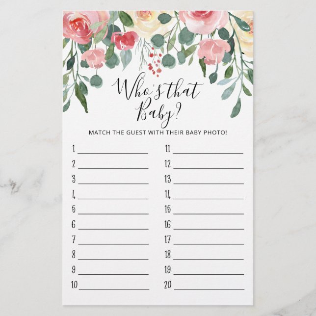 Who's that baby? Game Baby Shower Party game (Front)