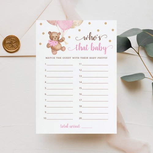 Whos That Baby Photo Baby Shower Teddy Bear Card
