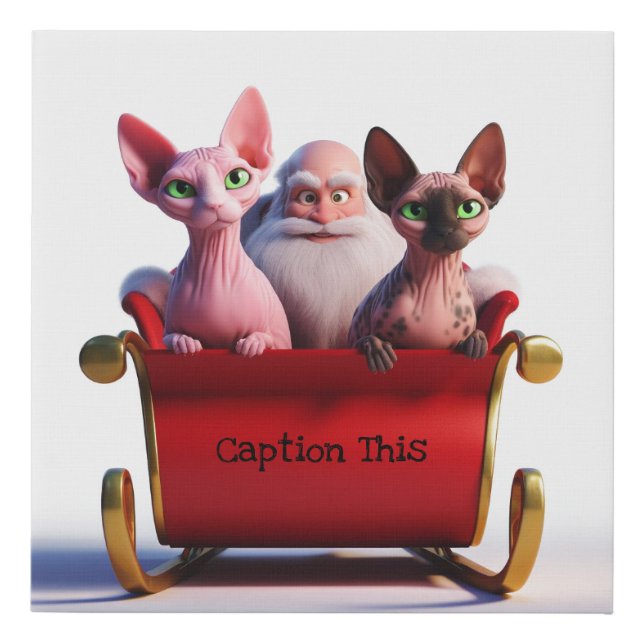 Who's That Bald Cat Christmas  Faux Canvas Print (Front)