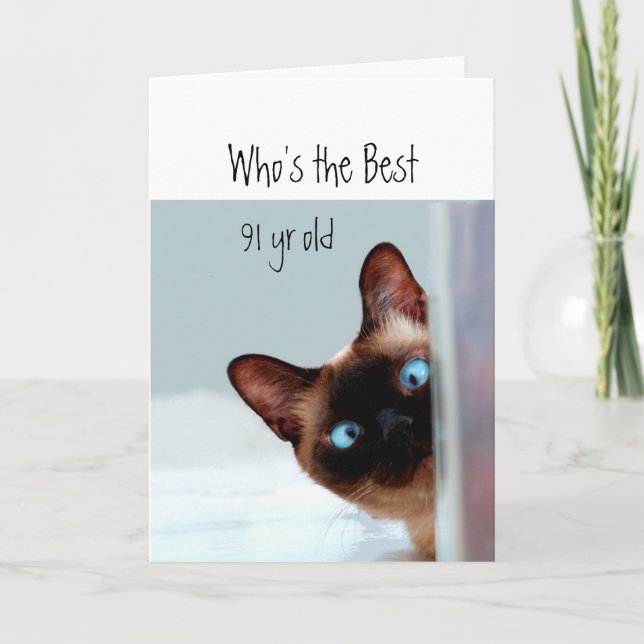 Who's the best 91 yr old Cat Kitten Humor Card (Front)