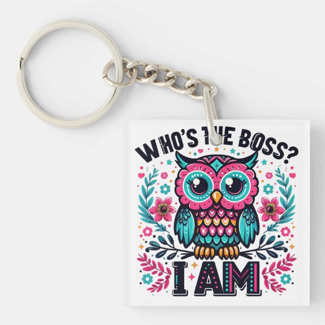 Who's the boss owl keychain (Front)
