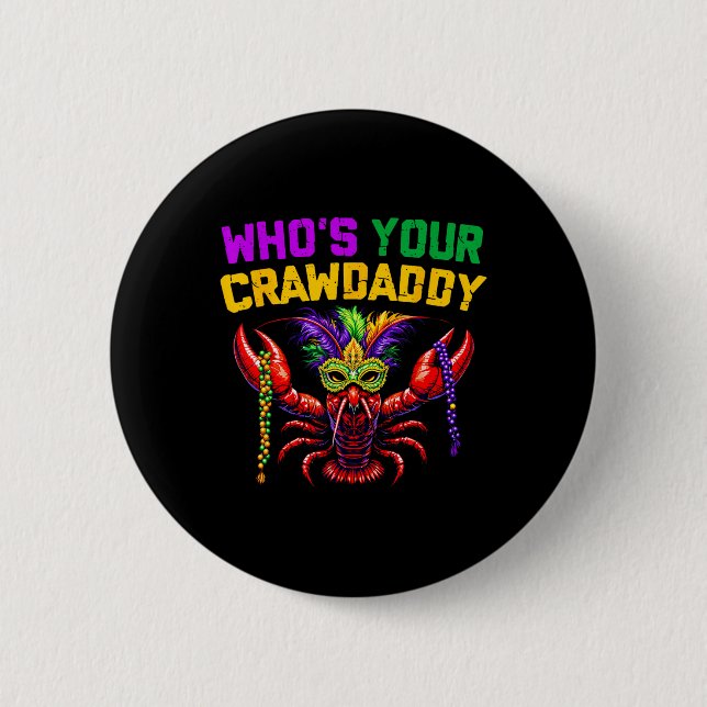 Who's Your Crawdaddy Crawfish Jester Beads Funny M Button (Front)