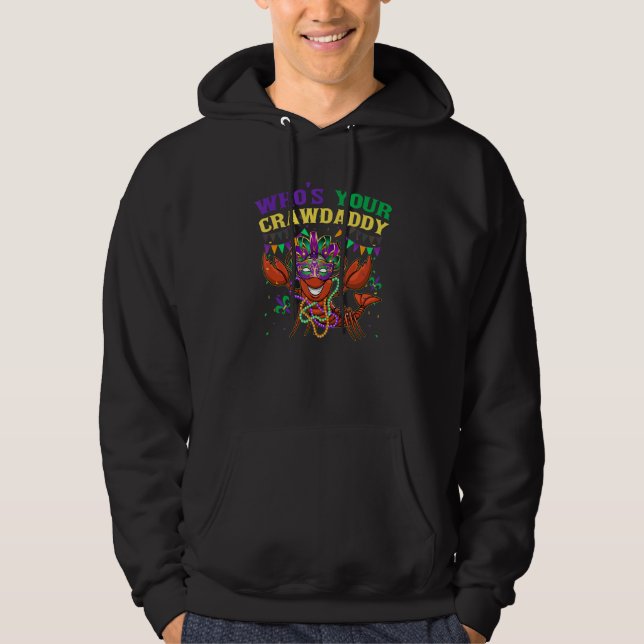Whos Your Crawdaddy Crawfish Jester Beads   Mardi  Hoodie (Front)