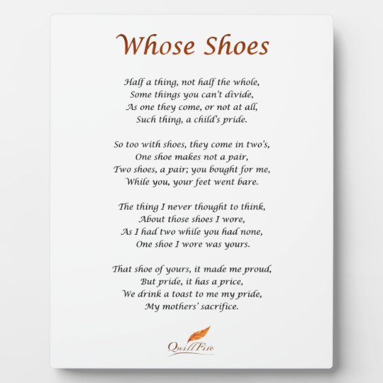 Whose Shoes Poem Plaque
