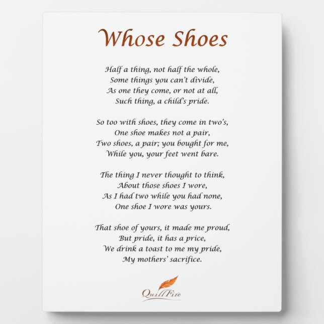Whose Shoes Poem Plaque (Front)