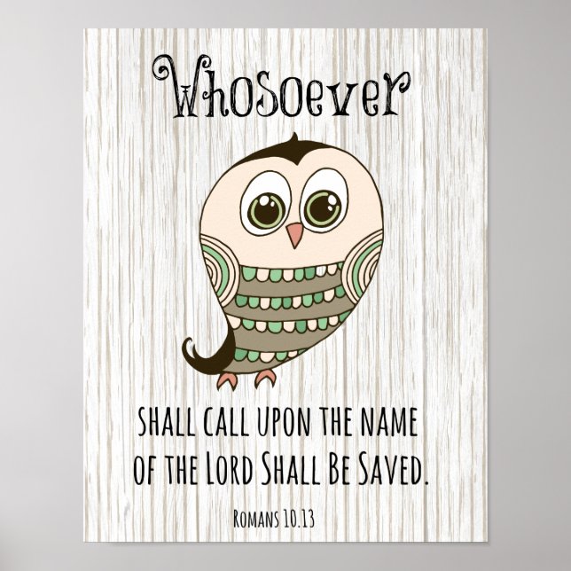 Whosoever Bible Verse with Owl Poster (Front)