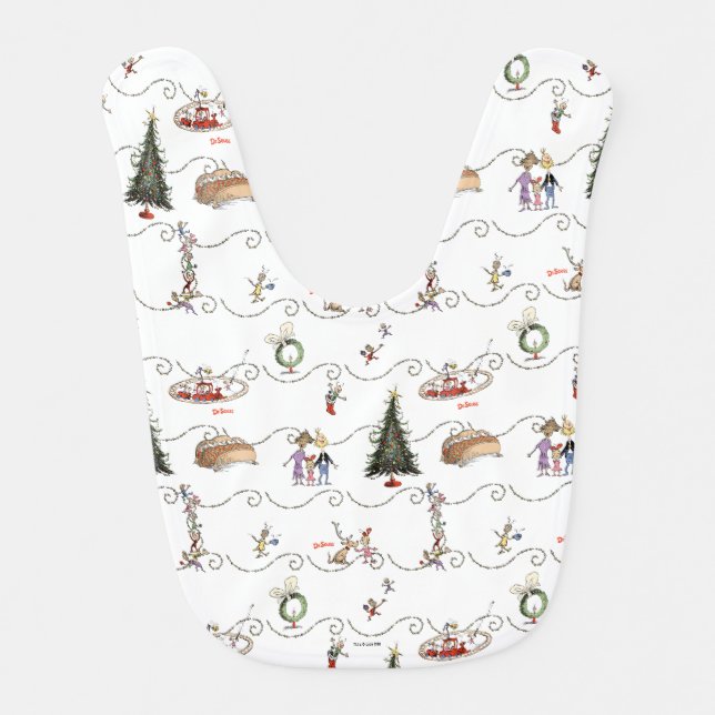Whoville Christmas Garland Celebration Baby Bib (Front)