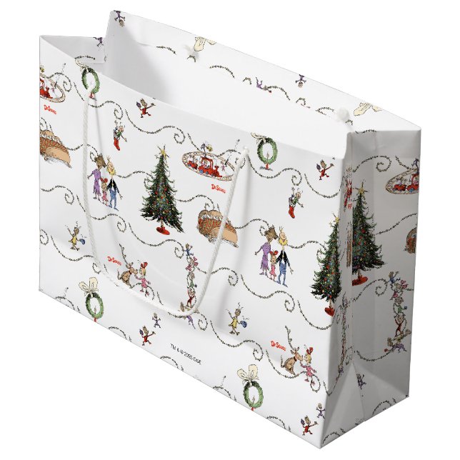 Whoville Christmas Garland Celebration Large Gift Bag (Front Angled)