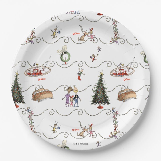 Whoville Christmas Garland Celebration Paper Plates (Front)