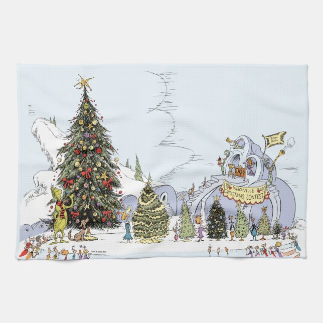 Whoville Christmas Tree Contest Kitchen Towel (Horizontal)
