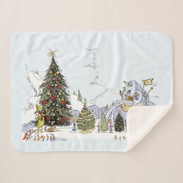 Whoville Christmas Tree Contest Sherpa Blanket (Front (Horizontal))