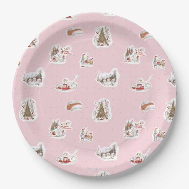 Whoville Christmas Vignette Pattern Paper Plates (Front)