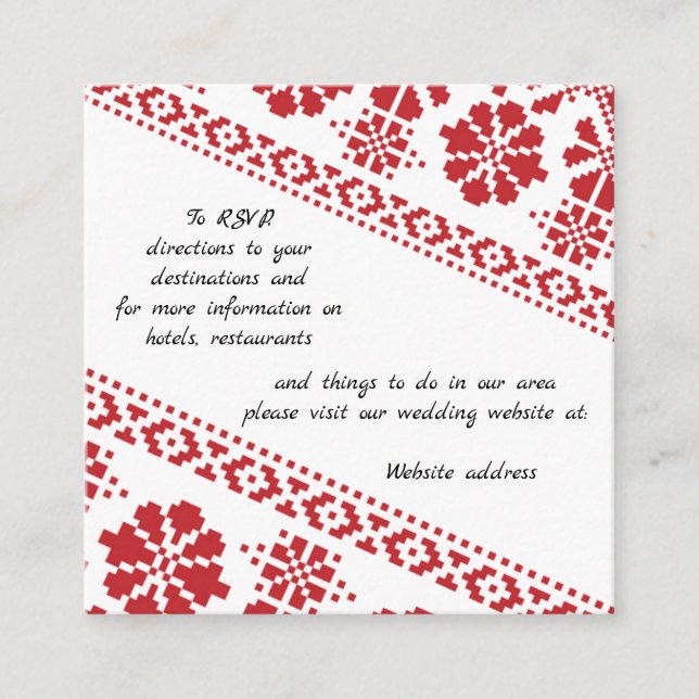 Wht and Red Tatreez Wedding Information Enclosure  (Front)