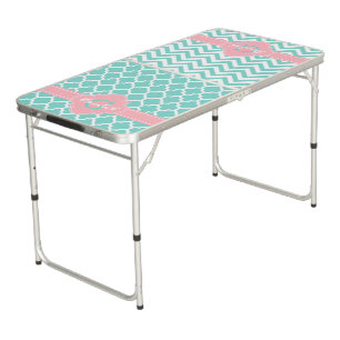Wht Pink Moroccan #5 Chevron 1IQRN Beer Pong Table