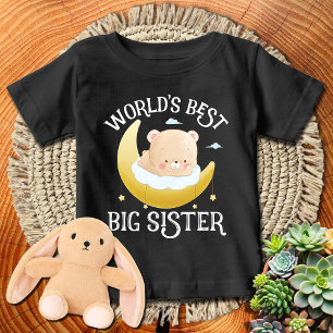 Whte Bear + Moon. World's Best Big Sister Baby T-Shirt