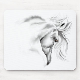Whte Horse Head  Mousepad