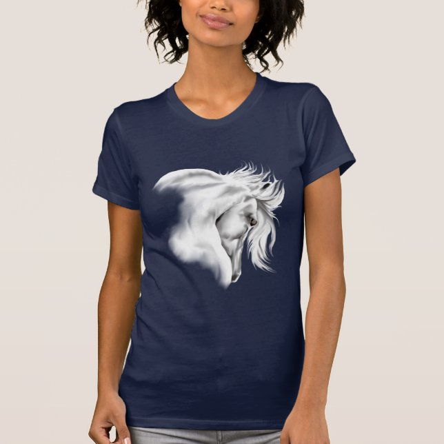 Whte Horse Head  T-Shirt (Front)