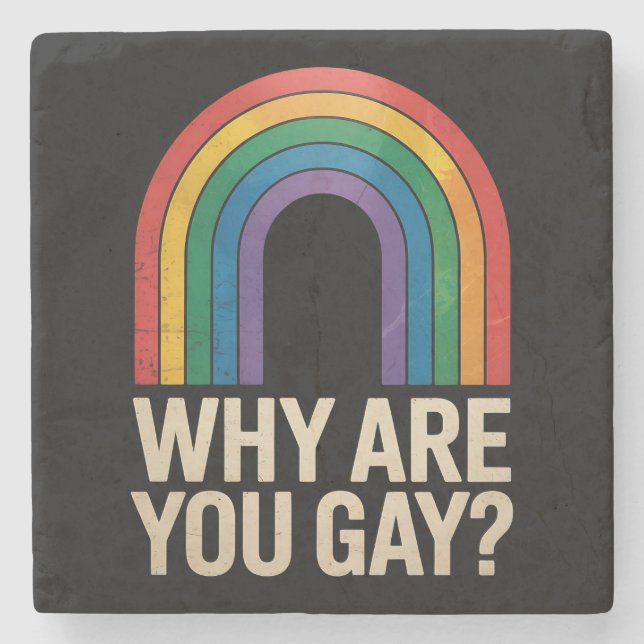Why Are You Gay Funny Rainbow LGBTQ Pride Ally Stone Coaster (Front)