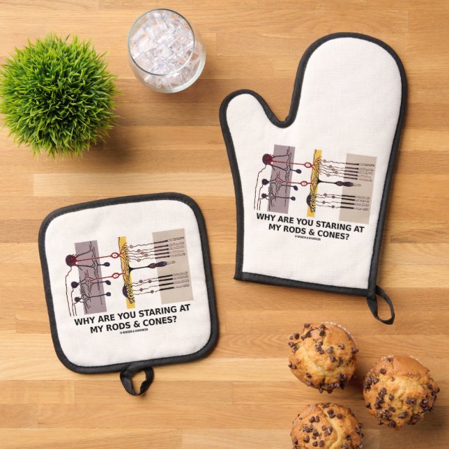 Why Are You Staring At My Rods & Cones? Oven Mitt & Pot Holder Set (Top Down)