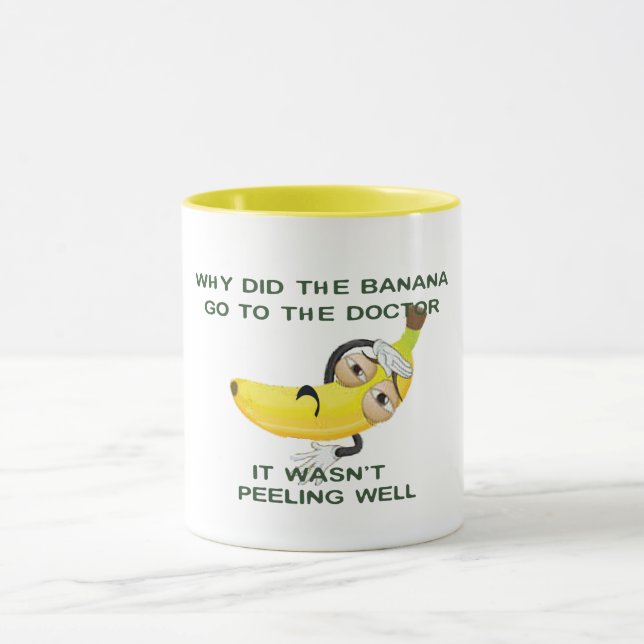 why banana goto the doctor medical pun funny mug (Center)