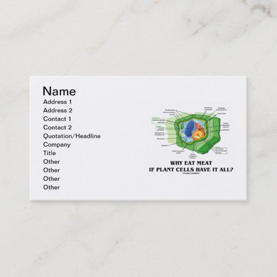 Why Eat Meat If Plant Cells Have It All? Business Card