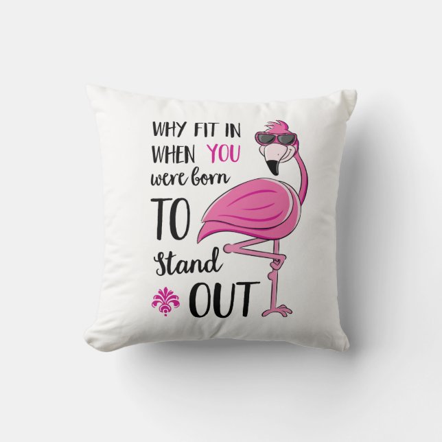 Why Fit In Flamingo Pillow (Front)