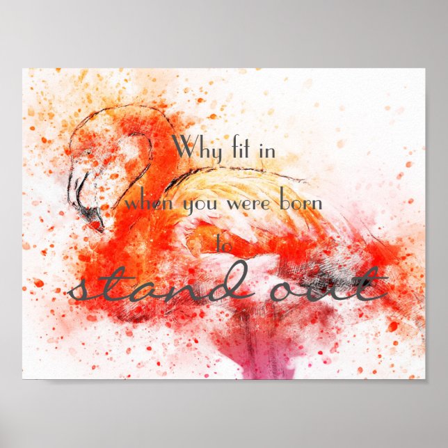 Why fit in // flamingo//watercolor poster (Front)