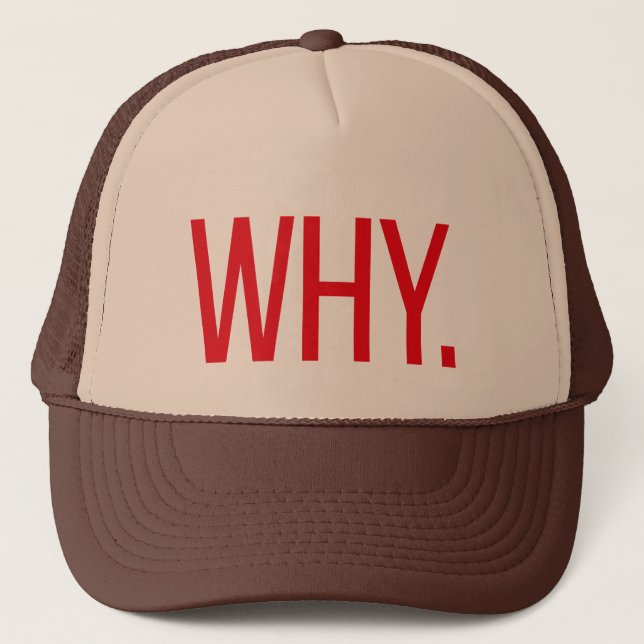 WHY. fun slogan trucker hat (Front)