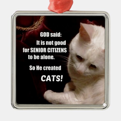 Why God created Cats humor Metal Ornament