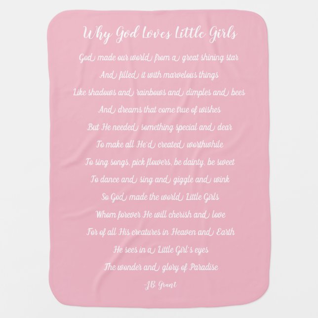 Why God Loves Little Girls Baby Blanket (Front)