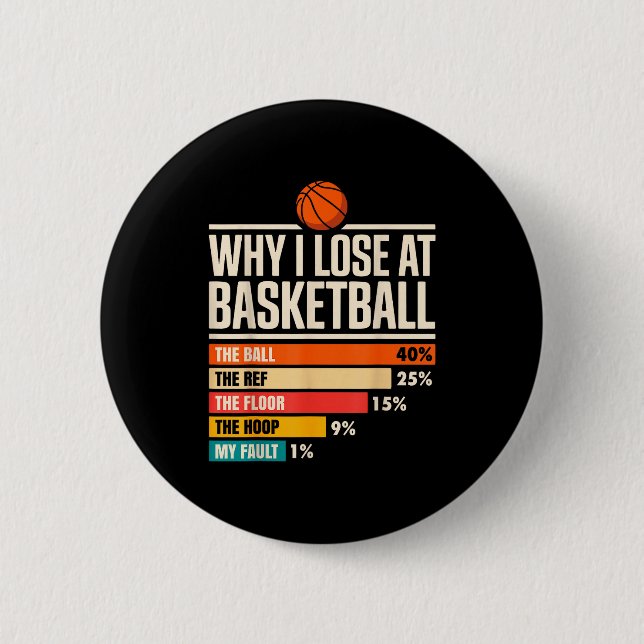 Why I Always Miss Funny Chart Basketball Hoop  Button (Front)