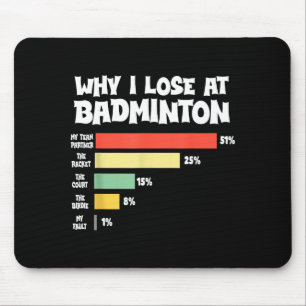 Why I Lose At Badminton Funny Excuses Shuttle Bird Mouse Pad