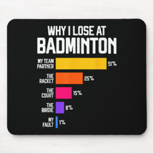 Why I Lose At Badminton Funny Excuses Shuttle Bird Mouse Pad