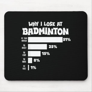 Why I Lose At Badminton Funny Excuses Shuttle Bird Mouse Pad
