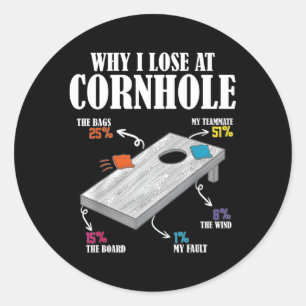 Why I Lose At Cornhole Classic Round Sticker