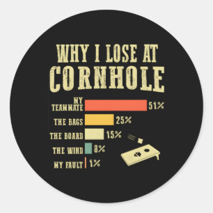 Why I Lose At Cornhole Cornhole Classic Round Sticker