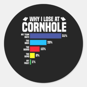 Why I Lose At Cornhole Cornhole Player Classic Round Sticker