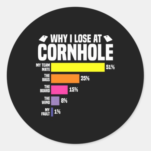 Why I Lose At Cornhole Cornhole Player Classic Round Sticker